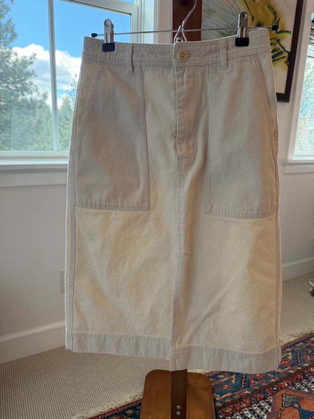 Alex Mill “Neil Skirt” in Cream Canvas